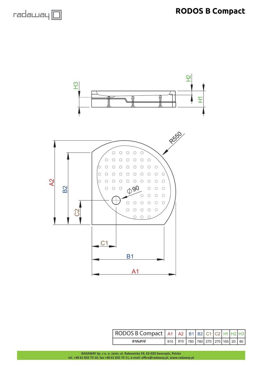 Душовий піддон Rodos B Compact 90x90 см, RADAWAY - Зображення Rodos-B-Compact.jpg