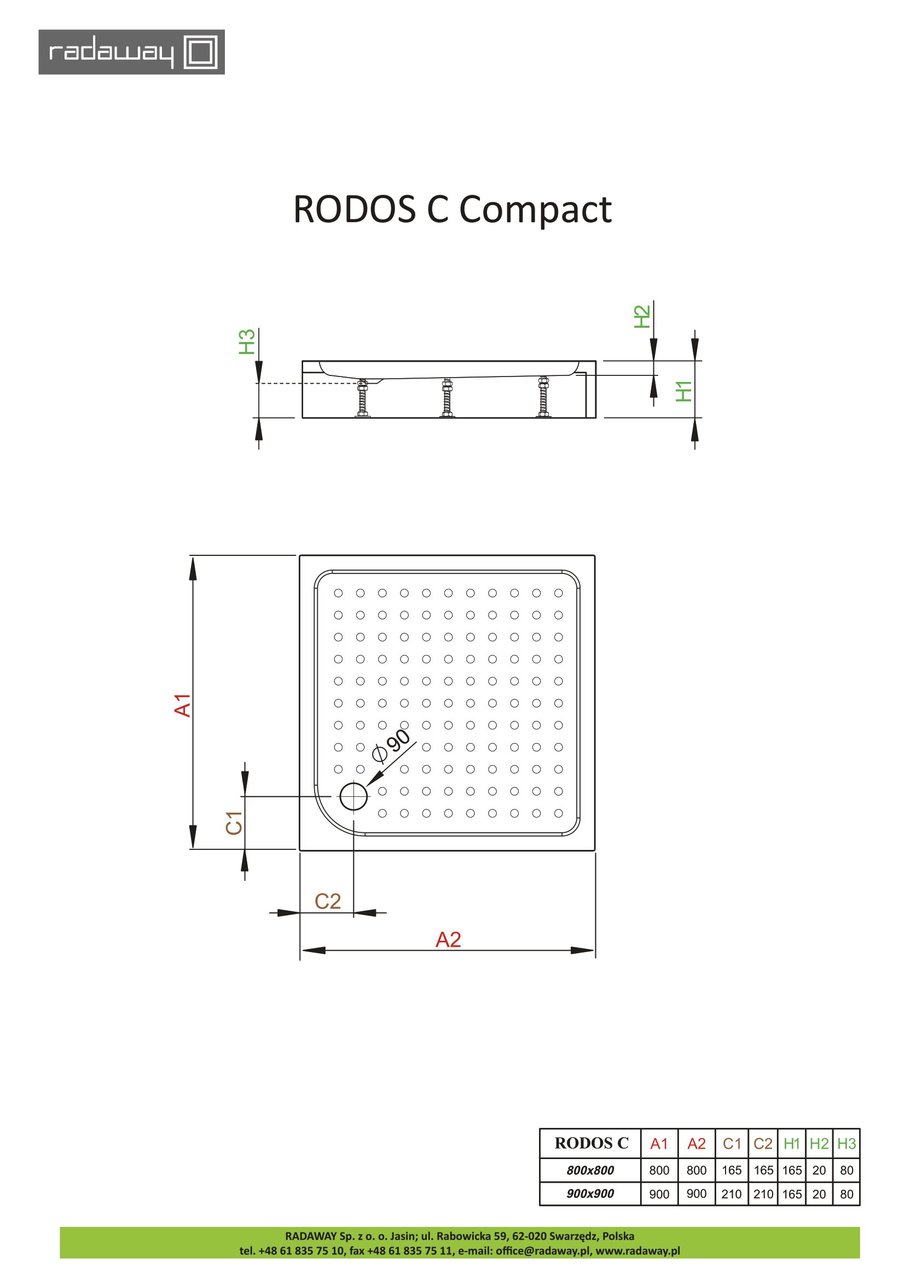 Душовий піддон Rodos C Compact 90x90 см, RADAWAY - Зображення Rodos-C-Compact.jpg