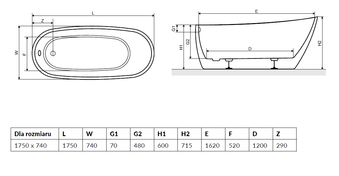 Ванна SAPIENTZA 175x78, RADAWAY - Зображення Sapientza---.jpg