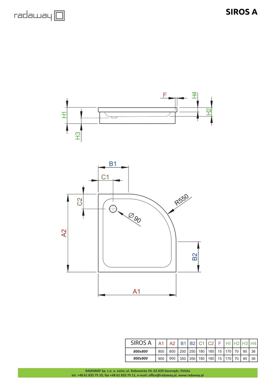 Душовий піддон Siros A 80x80 см, RADAWAY - Зображення Siros-A-.jpg