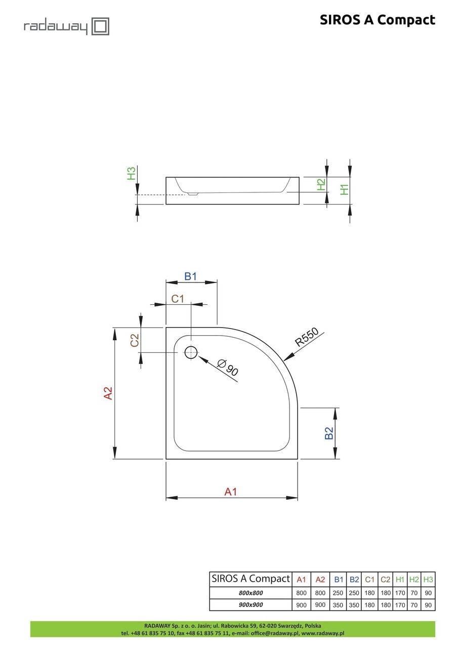 Душовий піддон Siros A Compact 90x90 см, RADAWAY - Зображення Siros-A-Com-.jpg