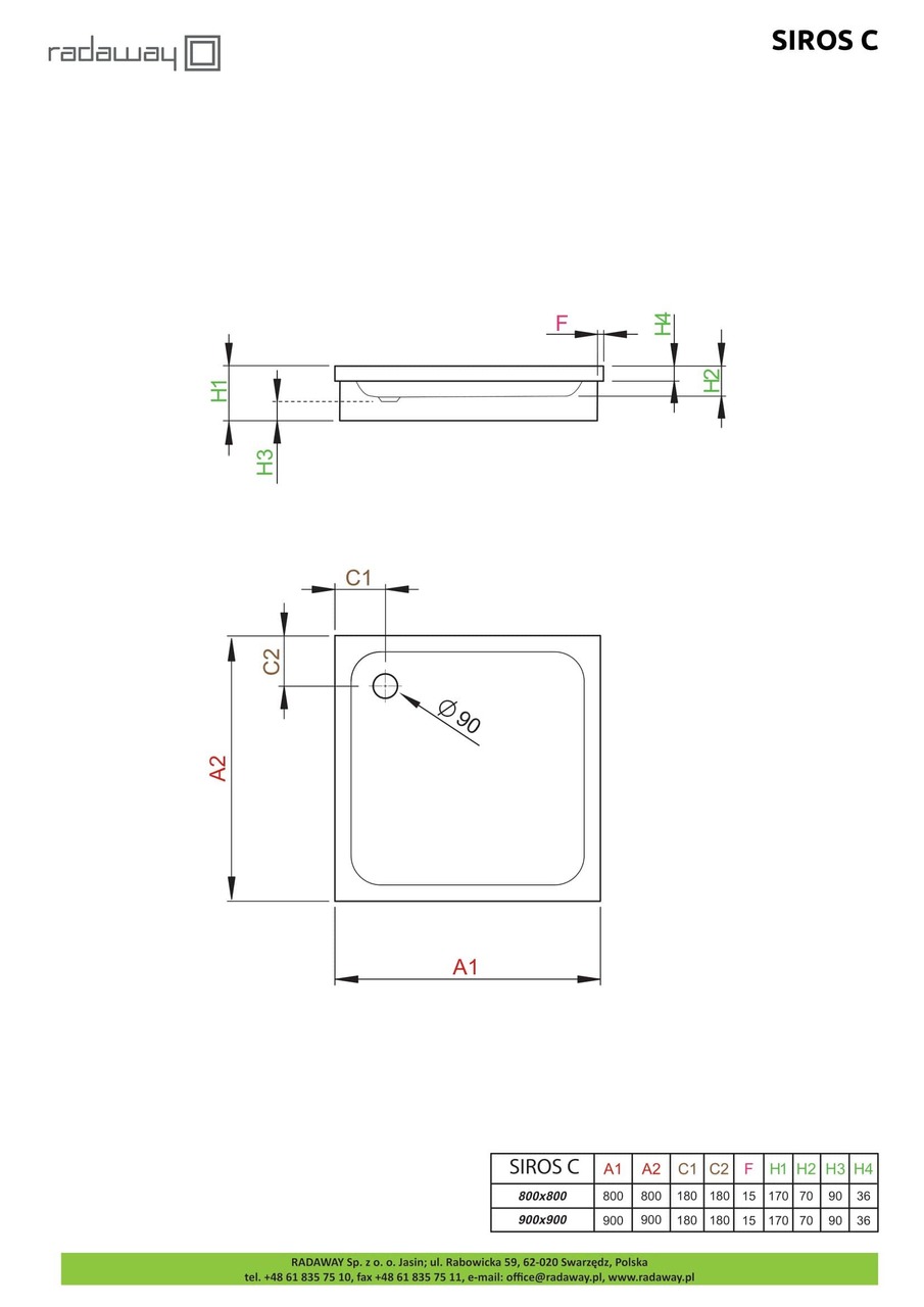Душовий піддон Siros C 80x80 см, RADAWAY - Зображення Siros-C-.jpg