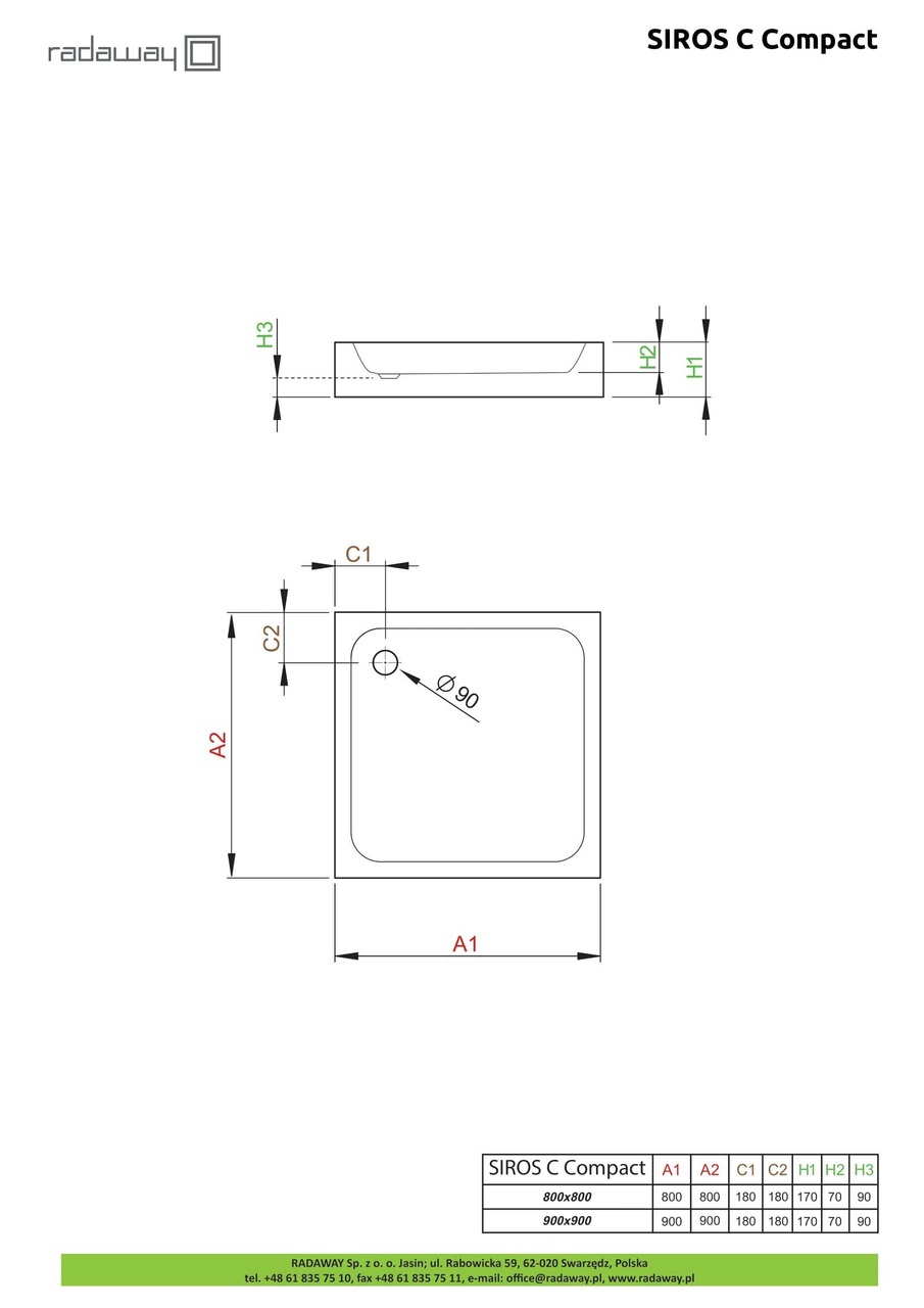 Душовий піддон Siros C Compact 90x90 см, RADAWAY - Зображення Siros-C-Com-.jpg