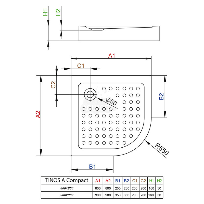 Душовий піддон Tinos A Compact 90x90 RADAWAY - Зображення Tinos_A--.jpg