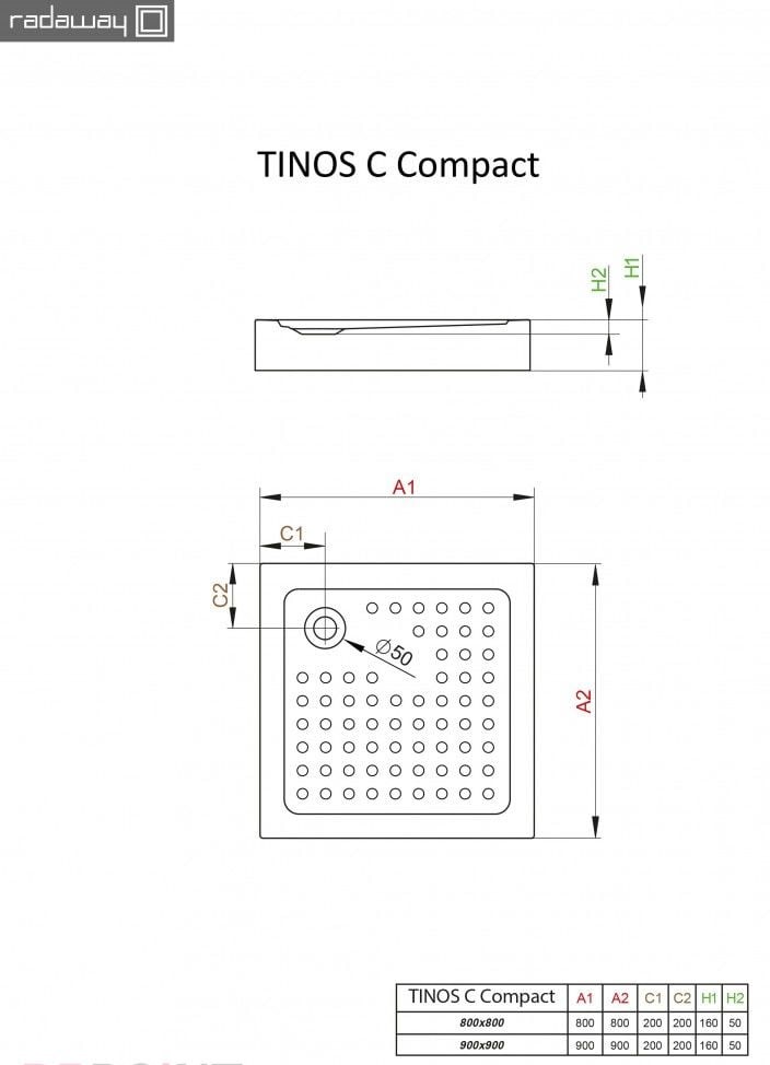 Душовий піддон Tinos C Compact 90x90 RADAWAY - Зображення Tinos_C--.jpg