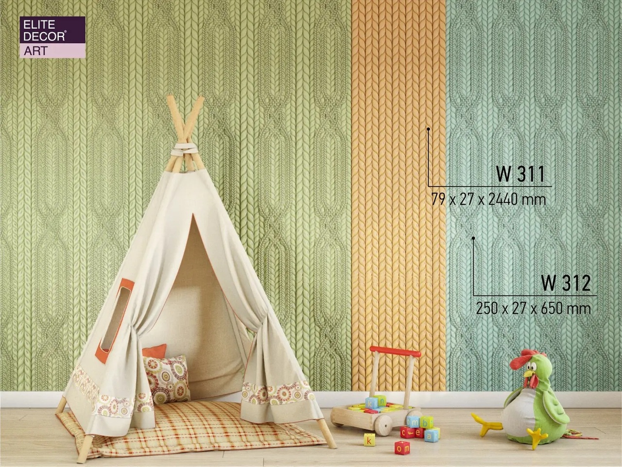 Панель поліуретанова Art Decor (W 311 Косичка (79х2440х27 мм)), ELITE DECOR - Зображення W_311-.jpg