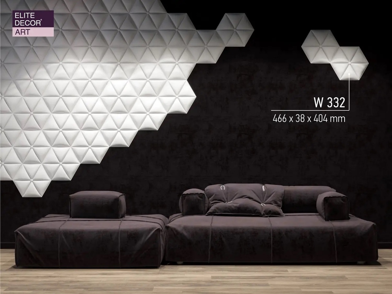 Панель поліуретанова Art Decor (W 332 (шестикутник 404х466х38 мм)), ELITE DECOR - Зображення W_332-.jpg