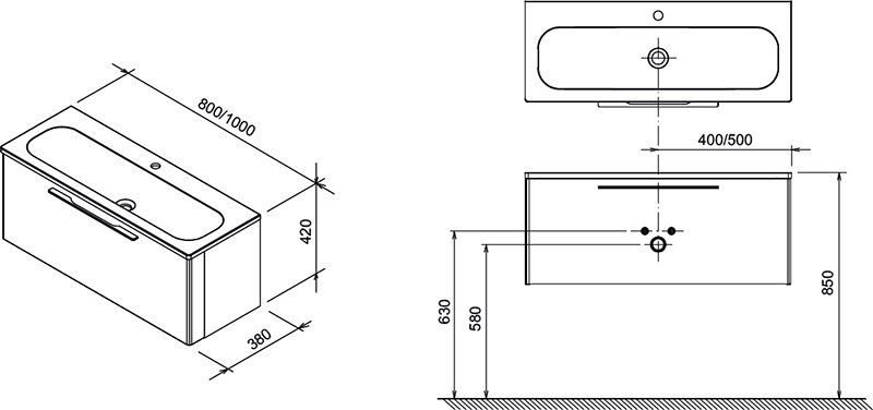 Стільниця під умивальник L 1000 white, RAVAK - Зображення X000000767-2.jpg