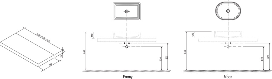 Стільниця під умивальник I 1000 white, RAVAK - Зображення X000000845-2.jpg