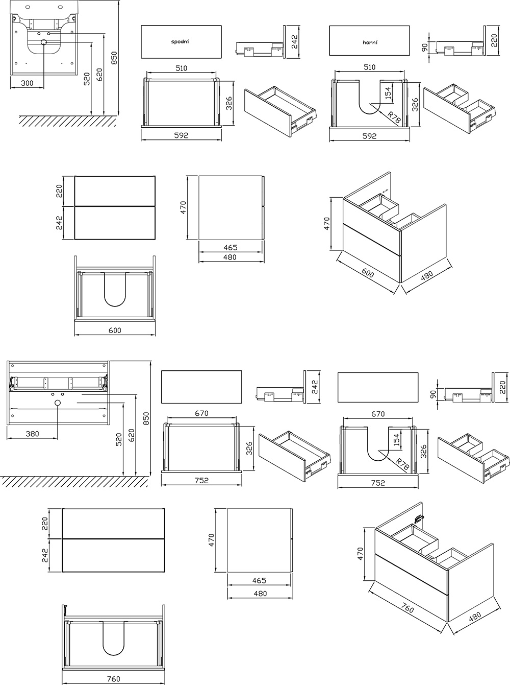 Шкафчик под умывальник SD 600 ROSA II white-white, RAVAK - Зображення X000000924-2.jpg