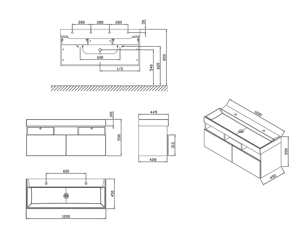 Шафка під умивальник SD1200 NATURAL, RAVAK - Зображення X000001053-2.jpg