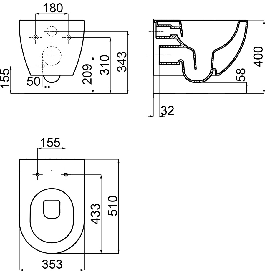 Унітаз підвісний UNI CHROME RimOff (X01535), RAVAK - Зображення X01535-2.jpg