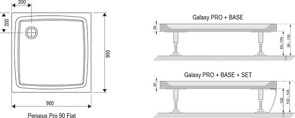 Душовий піддон PERSEUS PRO-80 Flat, RAVAK - Зображення XA034411010-2.jpg