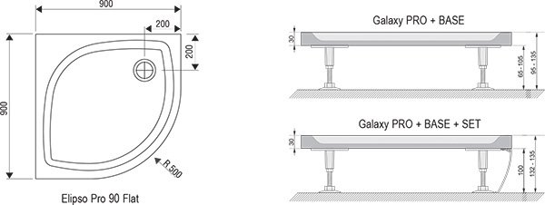 Душовий піддон ELIPSO PRO-80 Flat, RAVAK - Зображення XA234411010-2.jpg