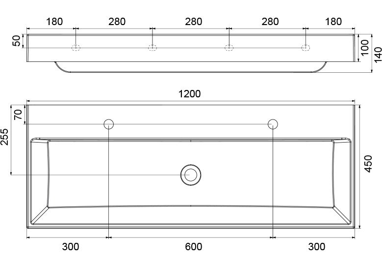 Умивальник NATURAL DUO 1200, RAVAK - Зображення XJO01212000-2.jpg