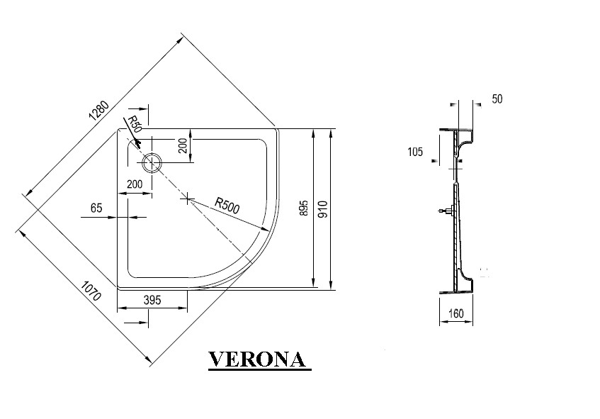 Душевой поддон VERONA 90 ST, RAVAK - Зображення XАU0000035-2.jpg