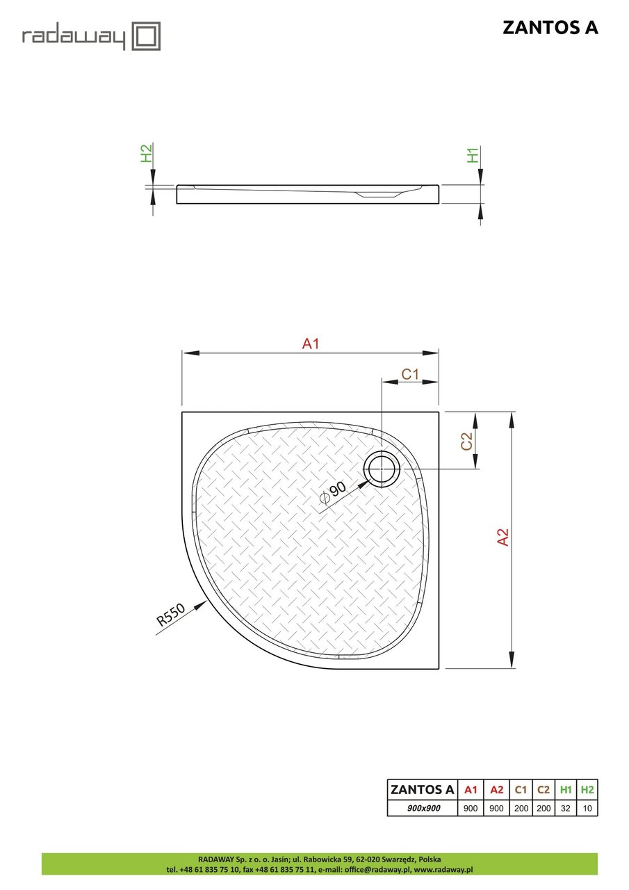 Душовий піддон Zantos A 90x90 см, RADAWAY - Зображення Zantos-A-.jpg