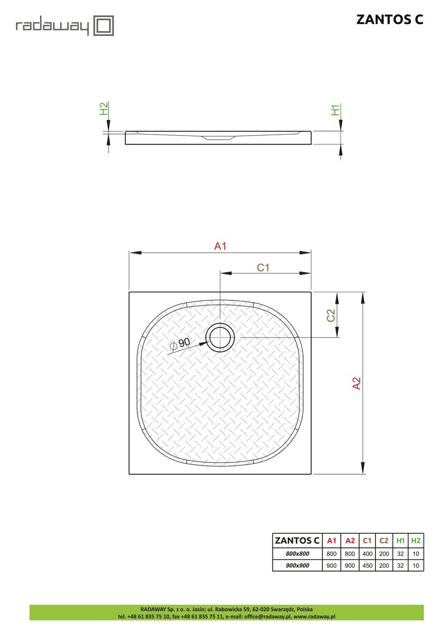 Душовий піддон Zantos C 80x80 см, RADAWAY - Зображення Zantos-C-.jpg