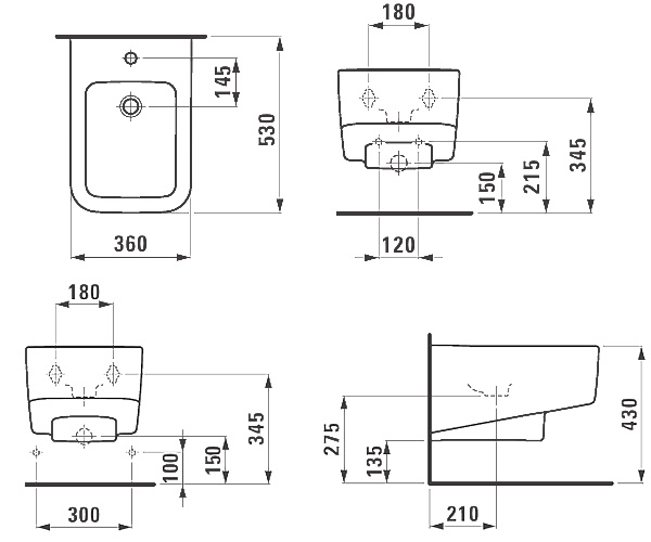 Біде підвісне Laufen PRO S (H8309610003021), LAUFEN - Зображення a25e2-h8309610003021vv.jpg