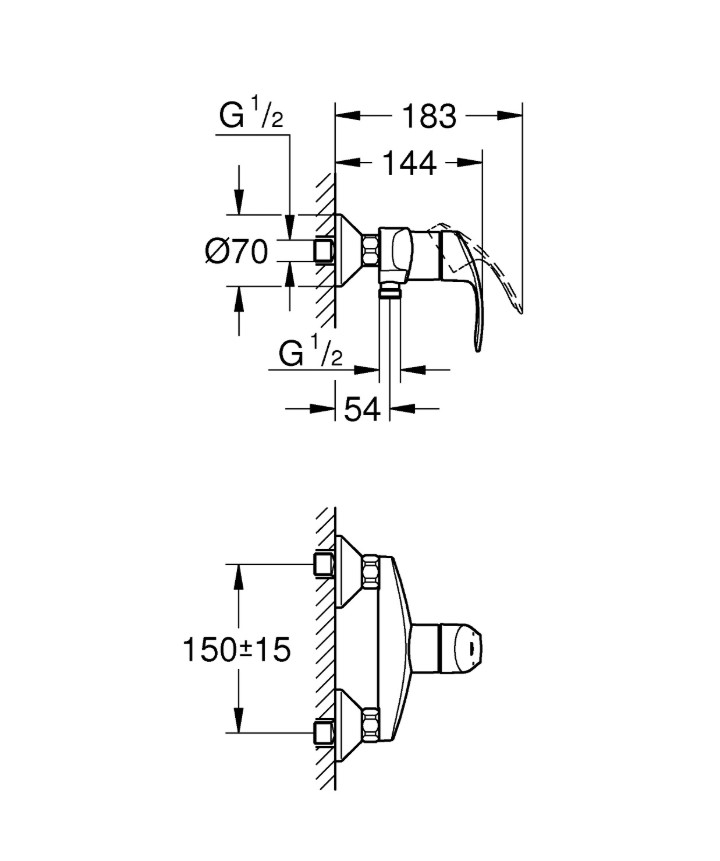 Смеситель для душа Eurosmart (33555002), Grohe - Зображення a306f-3355-2.jpg