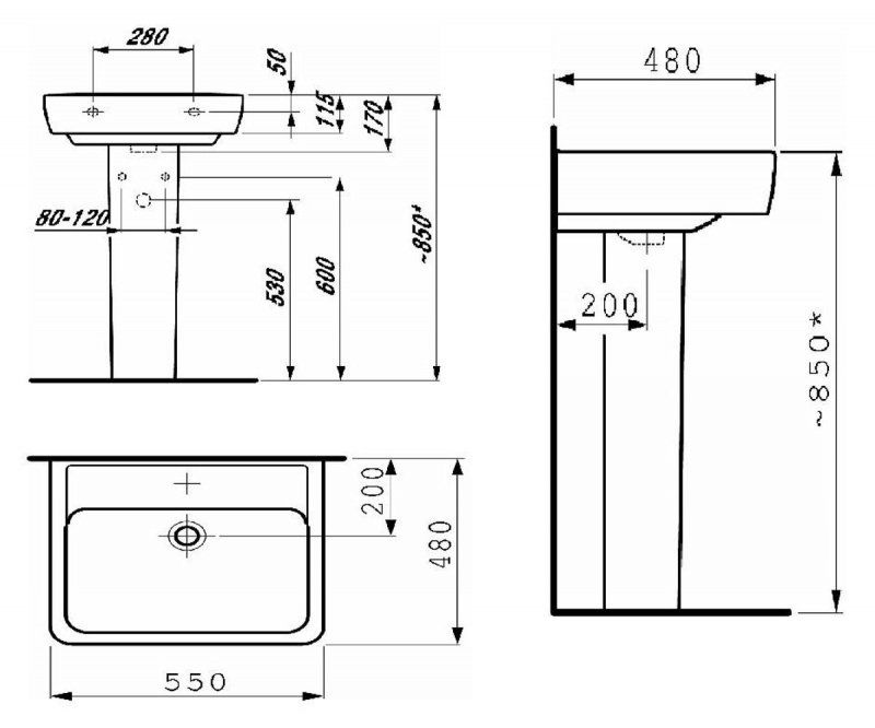 Умивальник Laufen PRO 550 мм H8189510001041 LAUFEN - Зображення a4607-h8189510001041mmmm.jpeg