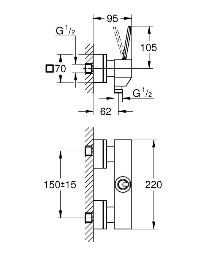 Змішувач для душу Eurocube Joy (23665000), Grohe - Зображення b670d-2365-1.jpg