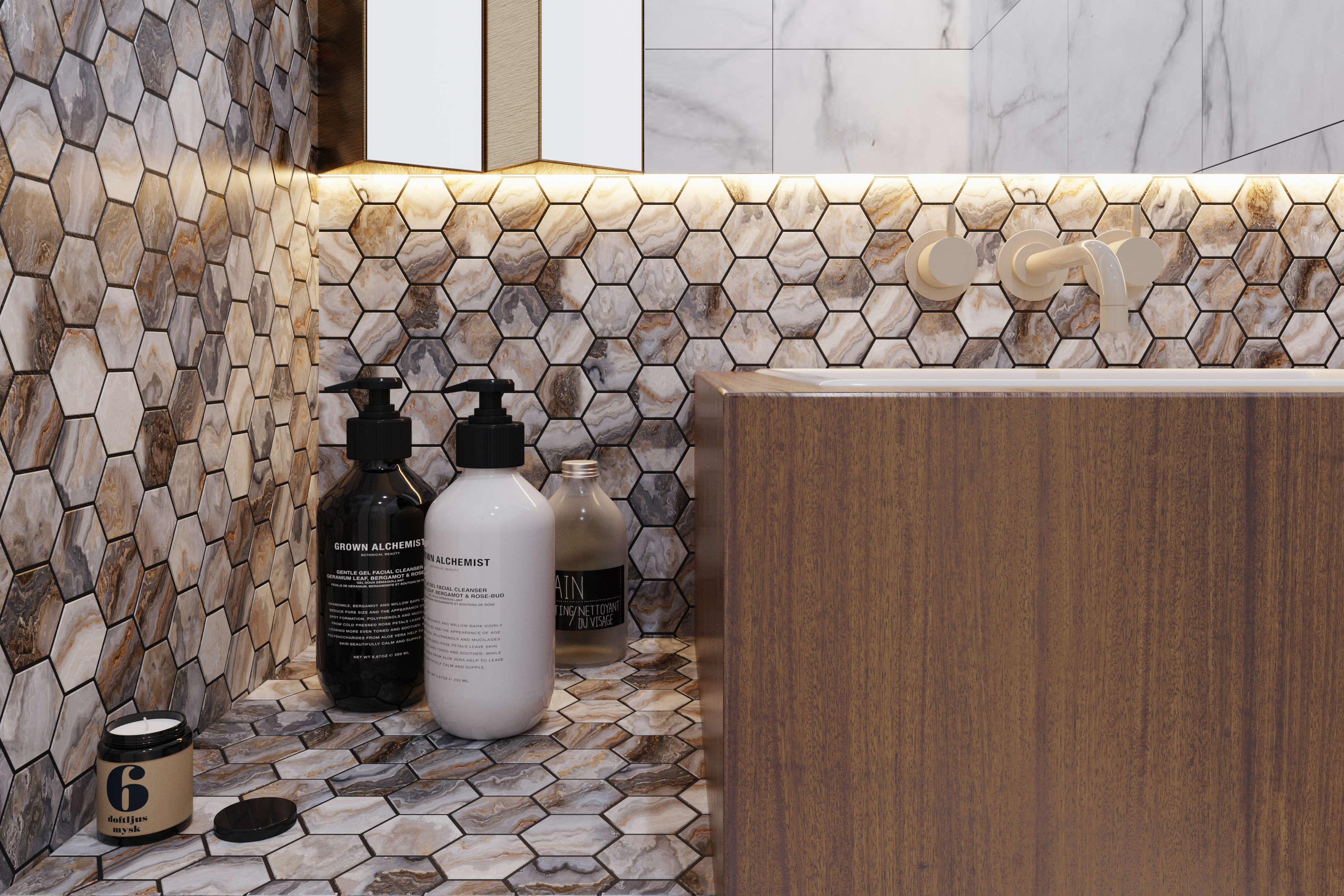 Мозаїка HP 6012 Hexagon 295x295x9 Котто Кераміка - Зображення b7df8-marmour_bath_020000.jpg