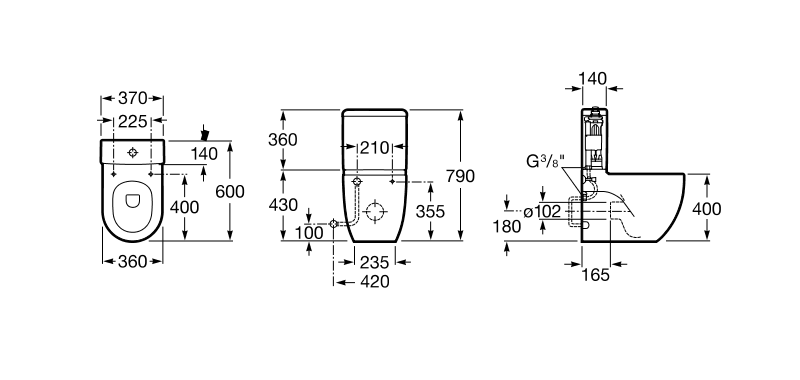 Бачок для унітаза Meridian-N Compacto (А341242000), Roca - Зображення c1198-n-kompakto-bachok-3-6l-a341242000-vvv.png