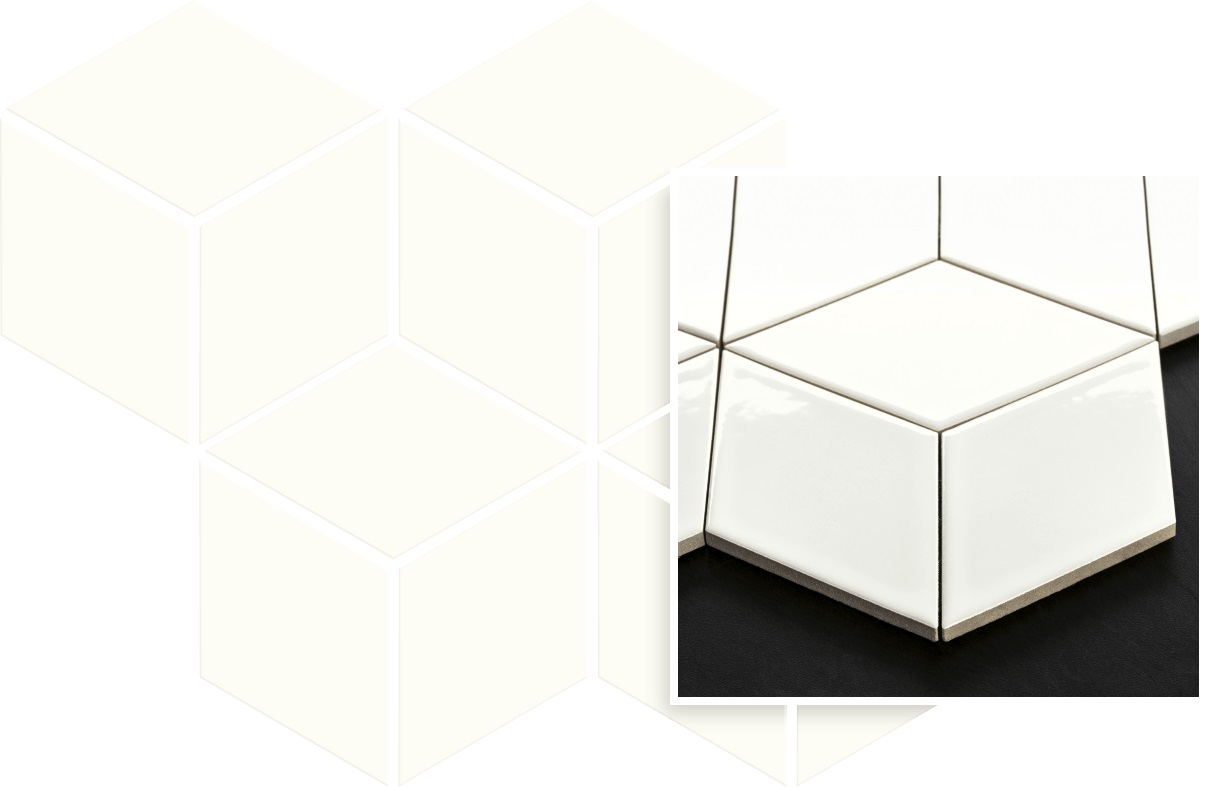 Мозаїка Moonlight Bianco Romb Hexagon 204x238x6 Paradyz - Зображення c4180-uniwersalna_mozaika_prasowana_bianco_paradyz_romb_hexagon_204x238.jpg