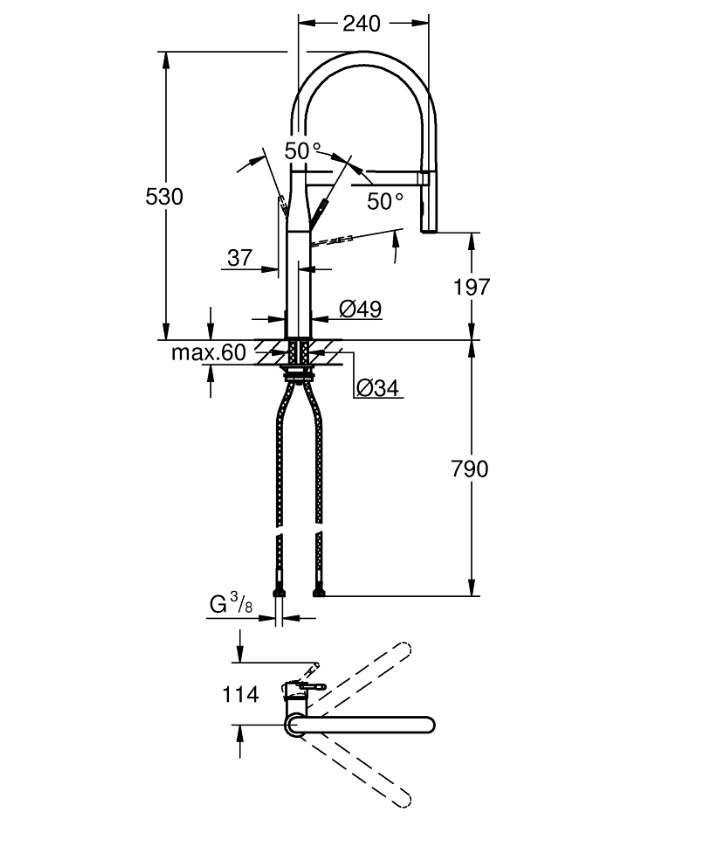 Змішувач для кухні Essence New Professional (30294000), Grohe - Зображення ce120-3029-1.jpg
