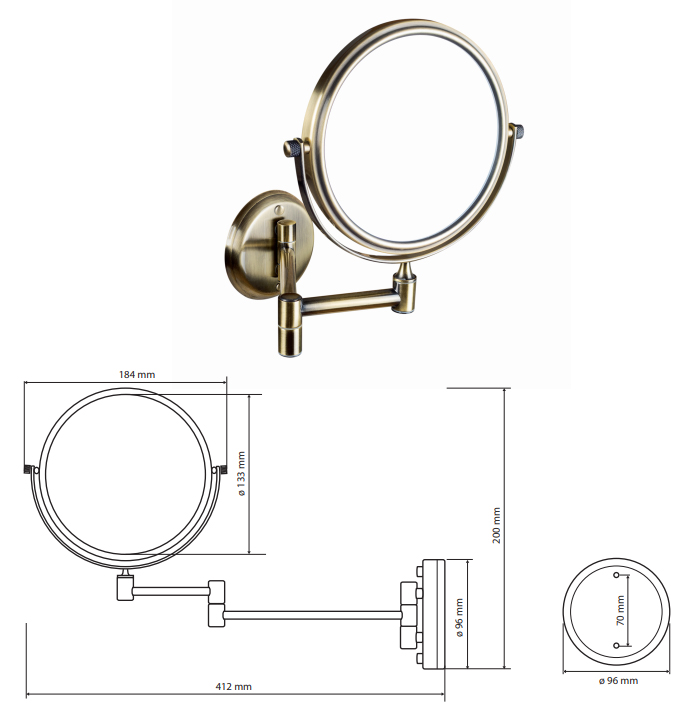 Дзеркало косметичне Retro (106101697) бронза, Bemeta - Зображення d1d47-97-1.jpg