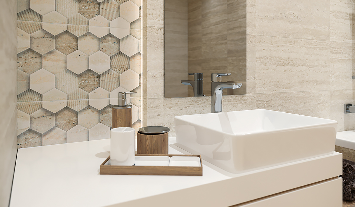 Мозаїка Sunlight Stone Beige Hexagon 220x255x6 Paradyz - Зображення d337d-sunlight_lazienka_1_cam3_final.jpg