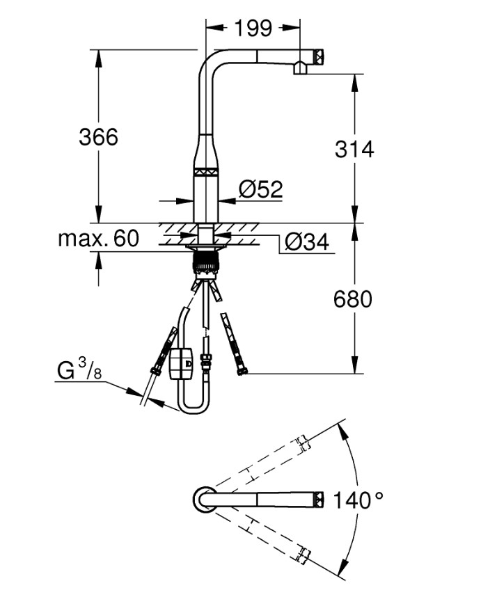 Змішувач для кухні Essence SmartControl (31615000), Grohe - Зображення d7579-3161-1.jpg