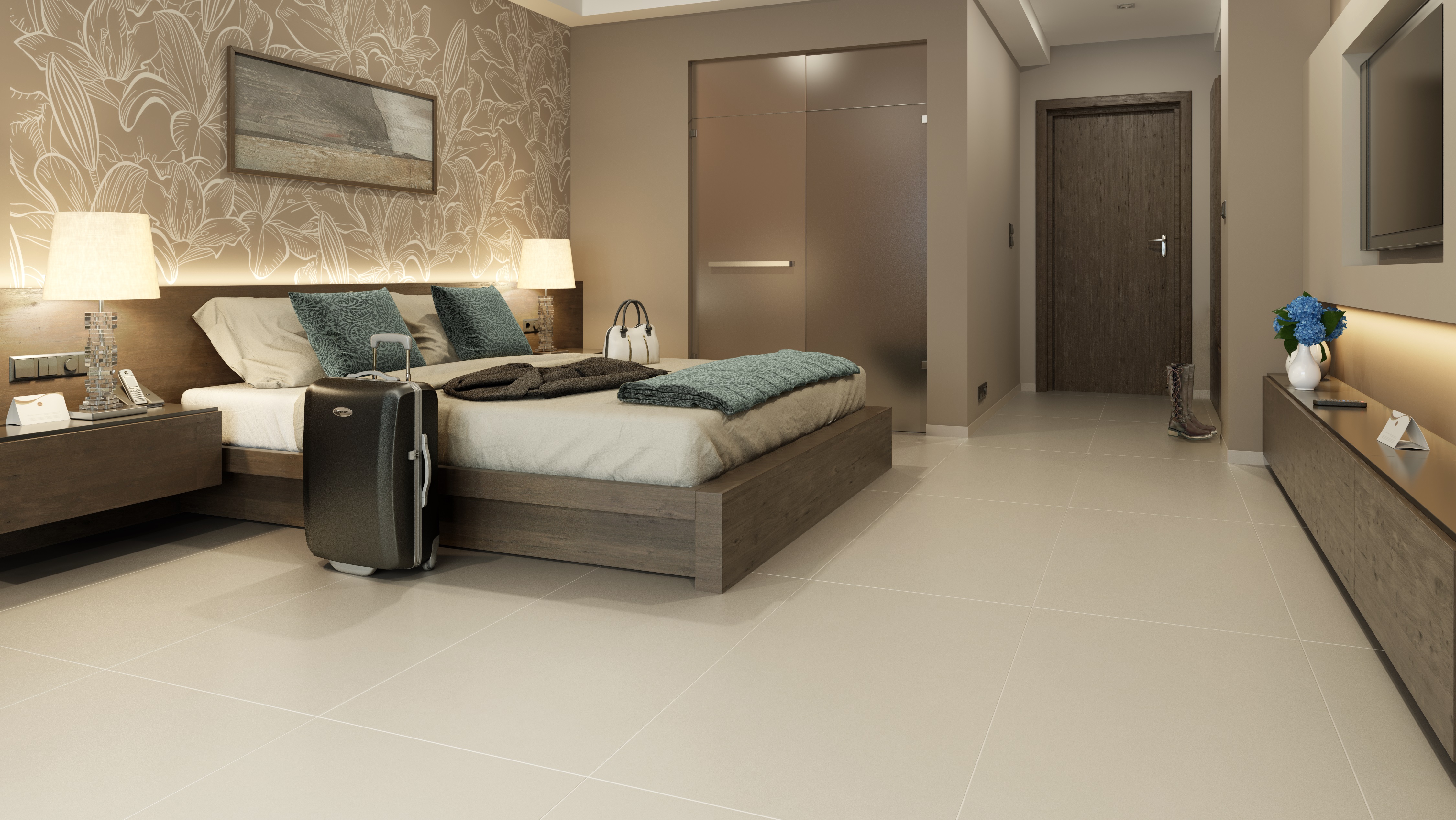 Плитка керамогранітна Intero Bianco RECT 598x598x9 Paradyz - Зображення dd8ab-intero_pokoj_hotel_bianco.jpg