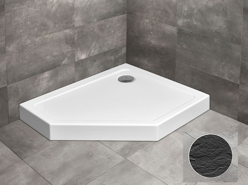 Душовий піддон Doros PT E Compact Stone Anthracite 100x80 см правий, RADAWAY - Зображення