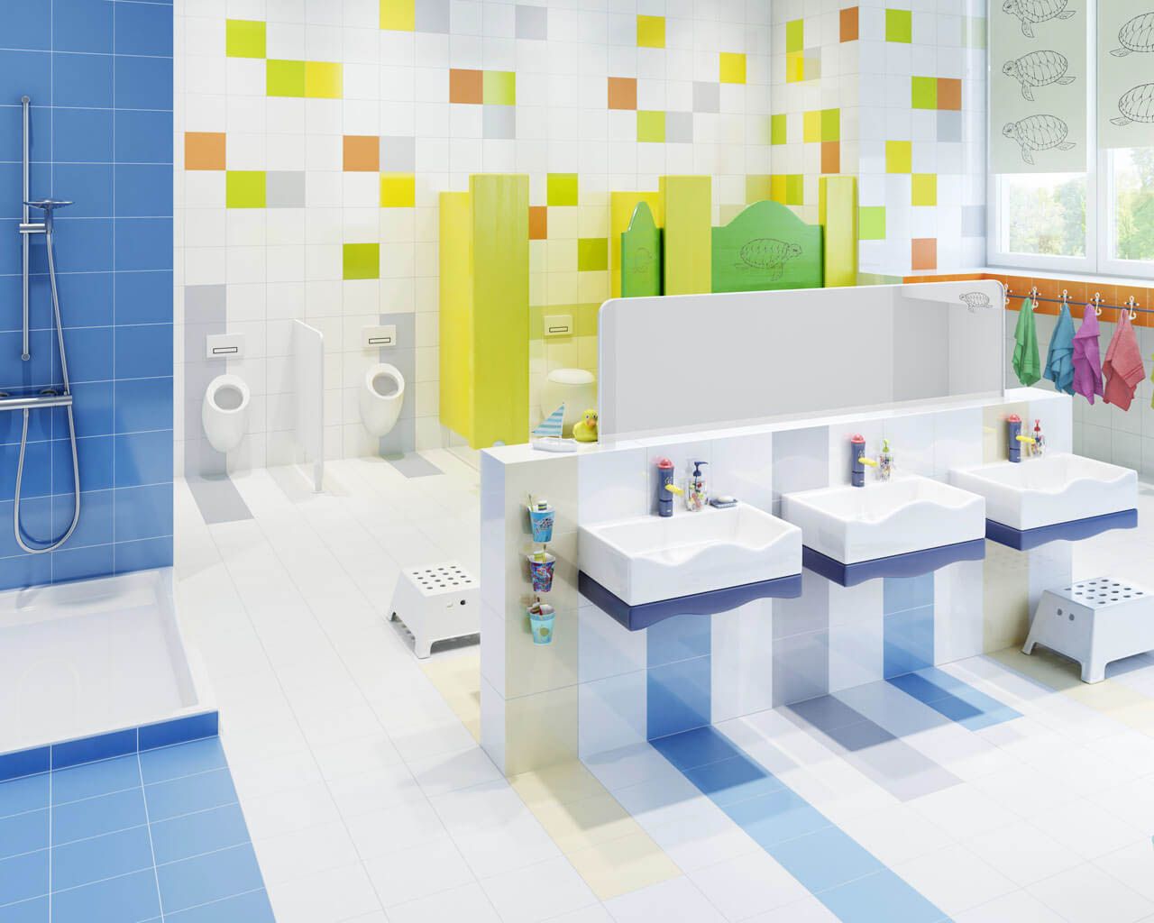 Плитка стінова Gamma Czerwona 198x198x6,5 Paradyz - Зображення e4625-aranzacja-plytki-do-przedszkola-gamma-gammo-ceramika-paradyz-1-.jpg