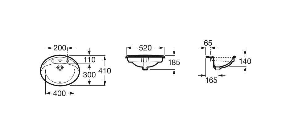 Умывальник Rodeo 520x410 (А327866000), Roca - Зображення e9512-v-umivalnik-rodeo-52x41-a327866000-vv.png