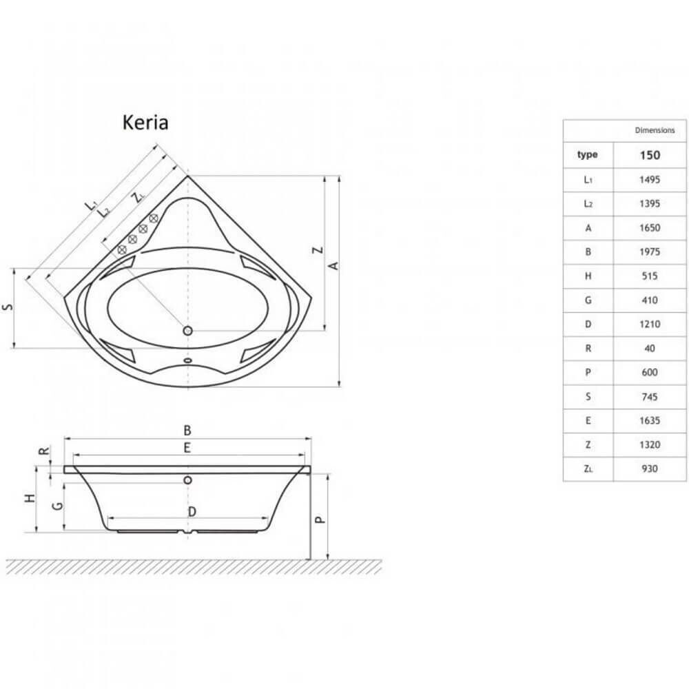 Панель до ванни фронтальна KERIA 150, RADAWAY - Зображення keria-.jpg