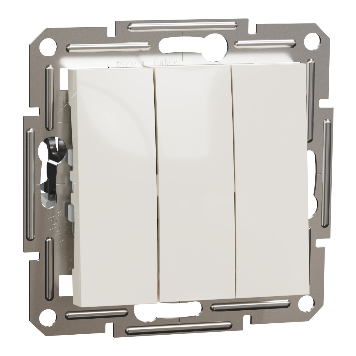 Вимикач трьохклавішний, кремовий, Asfora, без рамки - Зображення shnider_EPH2170123_IOP-Default.jpg