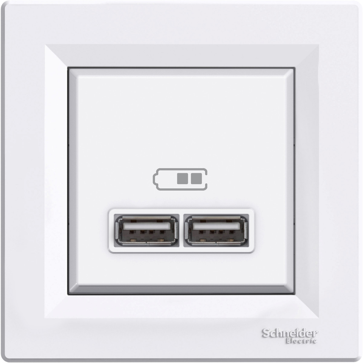 USB РОЗЕТКА 2,1A БІЛА ASFORA - Зображення