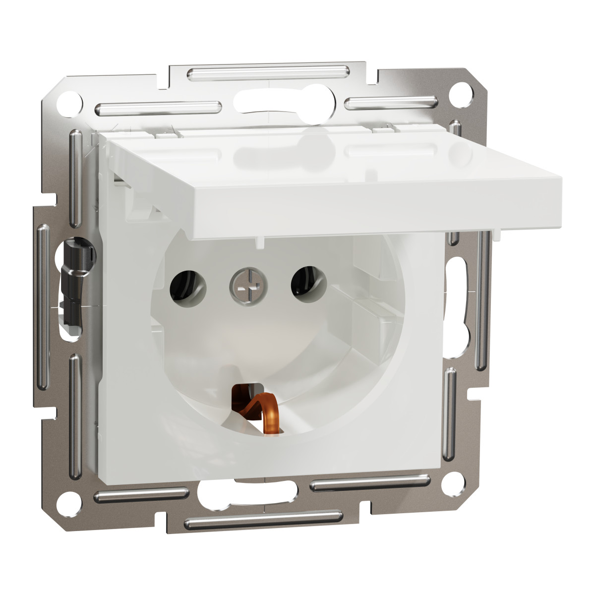 Розетка з заземленням та кришкою, білий, Asfora, без рамки - Зображення shnider_EPH3170121_IOP-Default.jpg