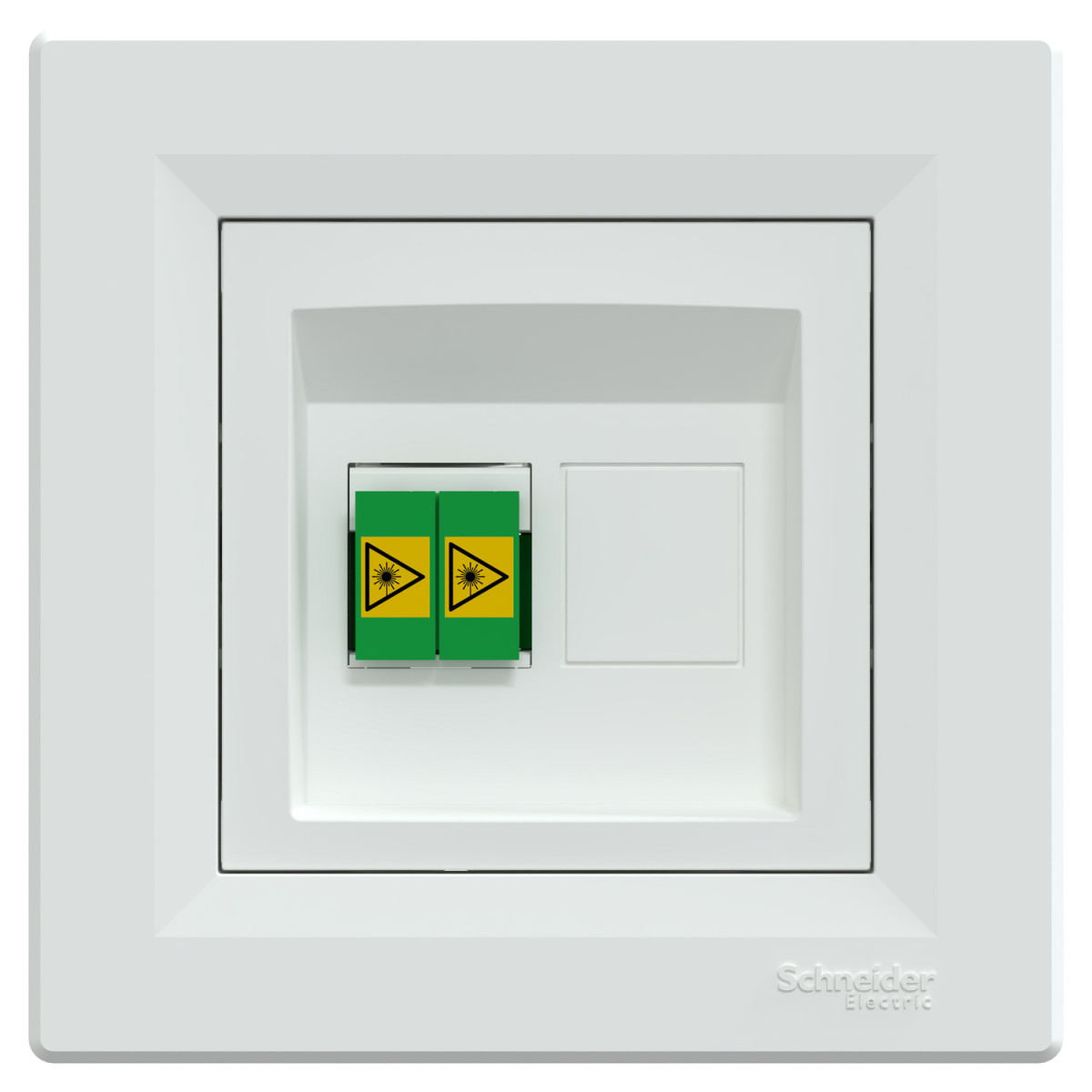 Розетка волоконно-оптична, Asfora, з рамкою в комплекті, LC APC дуплекс, біла - Зображення shnider_EPH4600121_IoP-Front.jpg