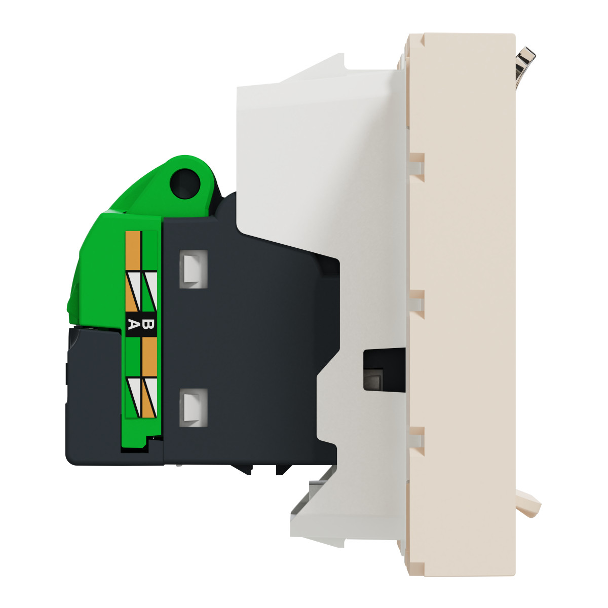 Розетка комп'ютерна RJ45, категорія 6 UTP, 2 модулі, бежева Unica New Studio - Зображення shnider_NU341544_IOP-L_CL.jpg