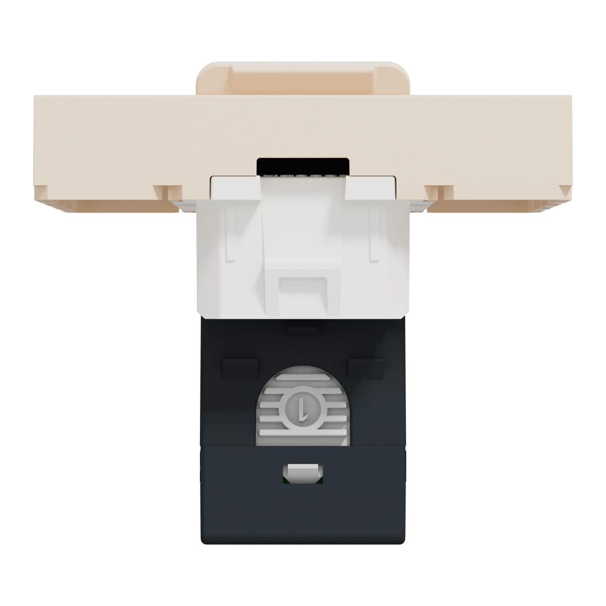 Розетка комп'ютерна RJ45, категорія 6 UTP, 2 модулі, бежева Unica New Studio - Зображення shnider_NU341544_IOP-bot_CL.jpg