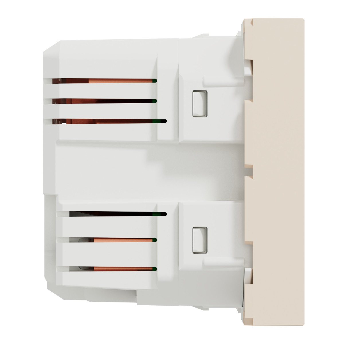 Розетка USB подвійна, 2.1А, 2 модулі, бежева Unica New Studio - Зображення shnider_NU341844_IOP-L_CL.jpg