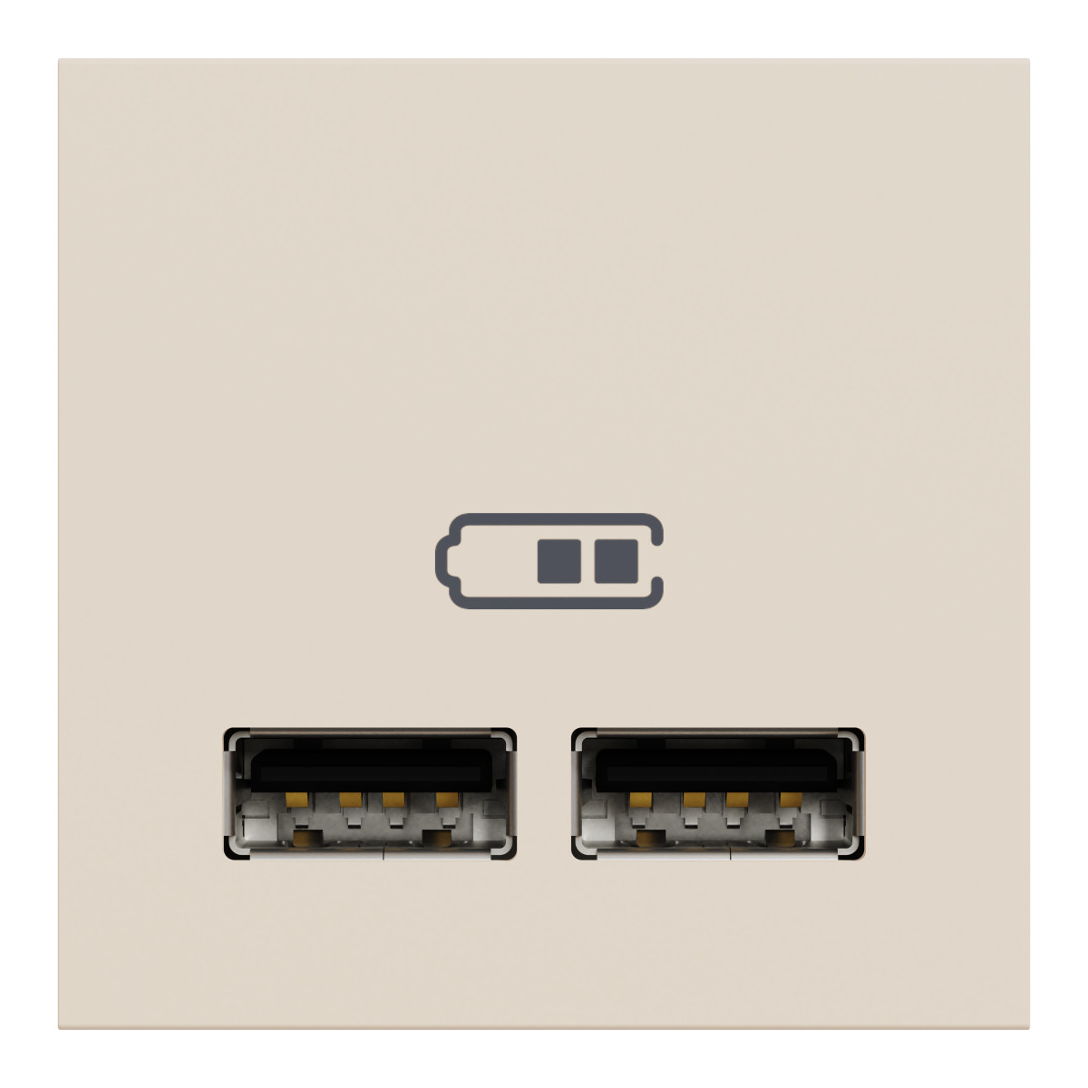 Розетка USB подвійна, 2.1А, 2 модулі, бежева Unica New Studio - Зображення shnider_NU341844_IOP-front_CL.jpg