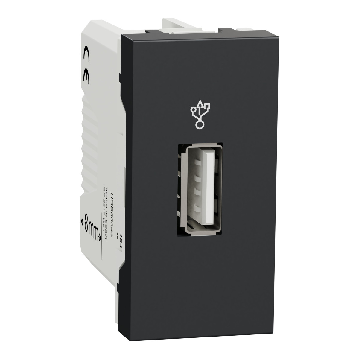 USB-коннектор 1 модуль антрацит - Зображення