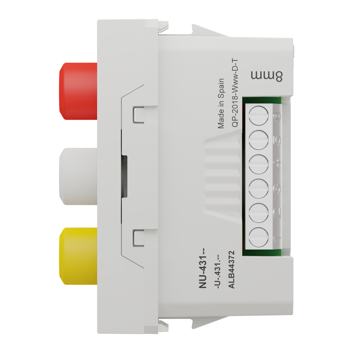 Розетка 3 RCA, 1 модуль білий - Зображення shnider_NU343118_IOP-right_WD19.jpg