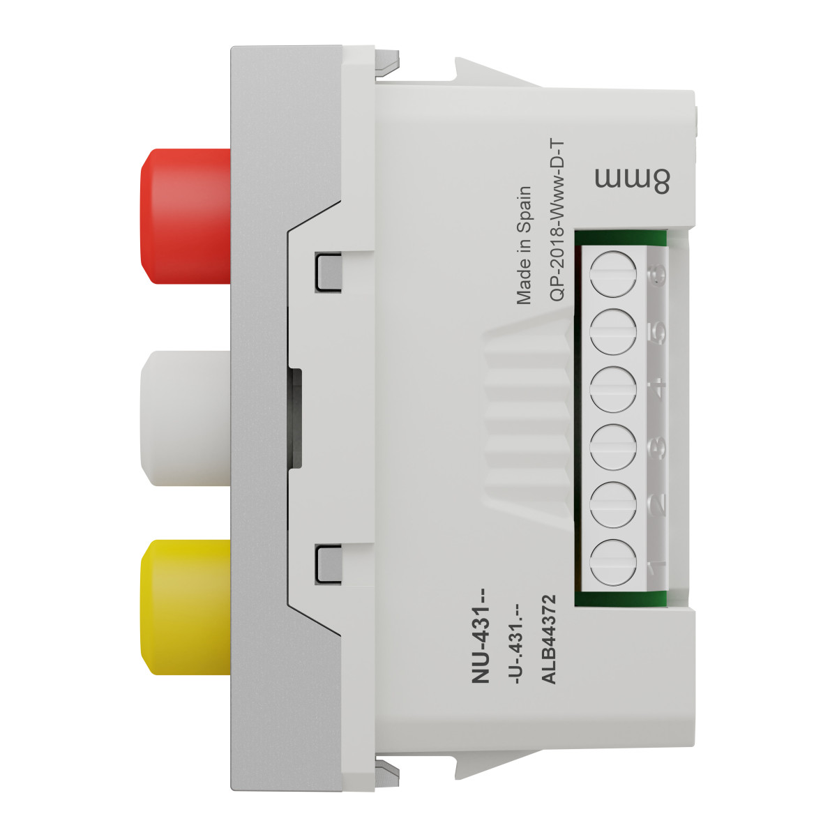 Розетка 3 RCA, 1 модуль алюміній - Зображення shnider_NU343130_IOP-right_WD19.jpg