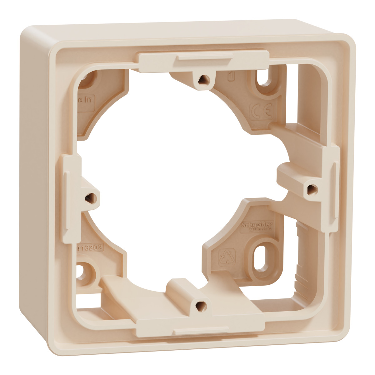 Коробка для відкритого монтажу 1-постова бежева Unica New Studio - Зображення